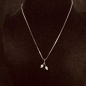 Vintage Sterling Silver S Link Necklace With Glass Rhinestone Pendant (3849)